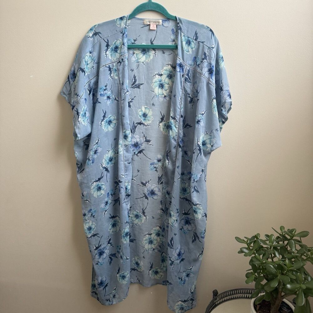 Band of Gypsies  Anthropologie Long Kimono Cardigan Blue Sheer Sz XS/S